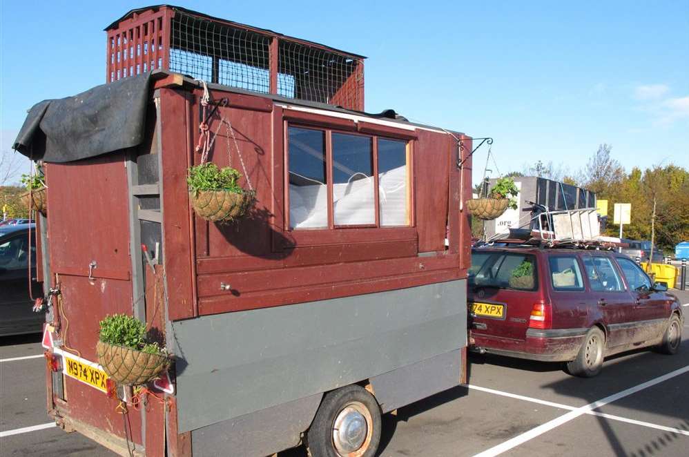 The car and trailer where Hannah Rose has been living in Ashford