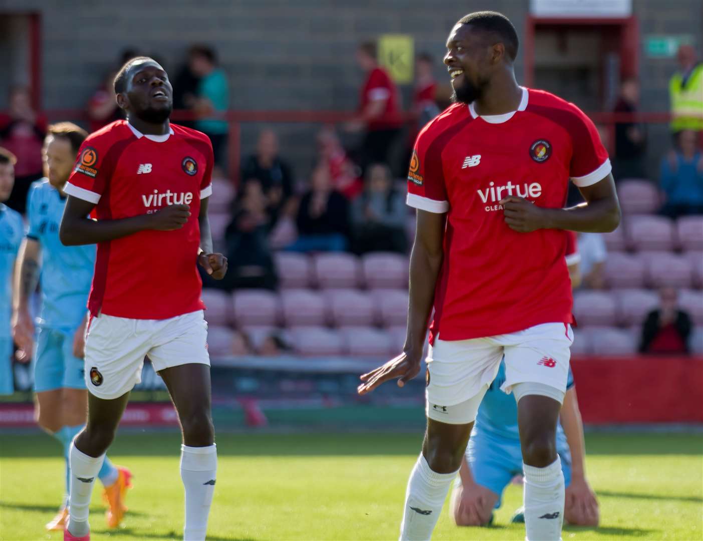 Rakish Bingham celebrates his winner against Hartlepool - Fleet’s only National League victory so far this season. Picture: Ed Miller/EUFC