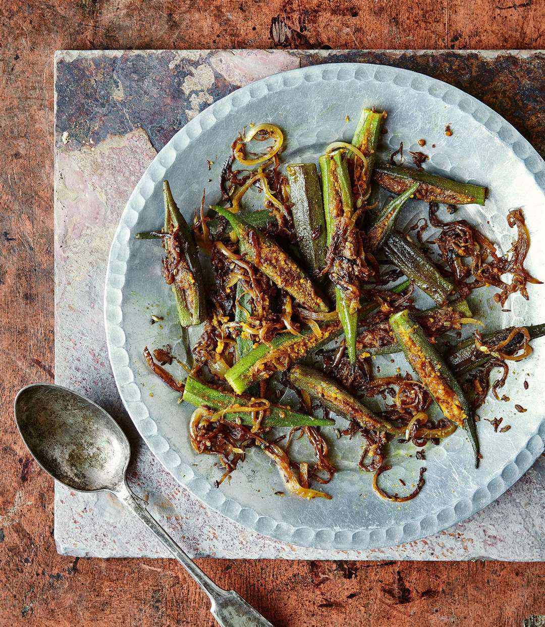 Spicy stuffed okra from Chetna's Healthy Indian by Chetna Makan