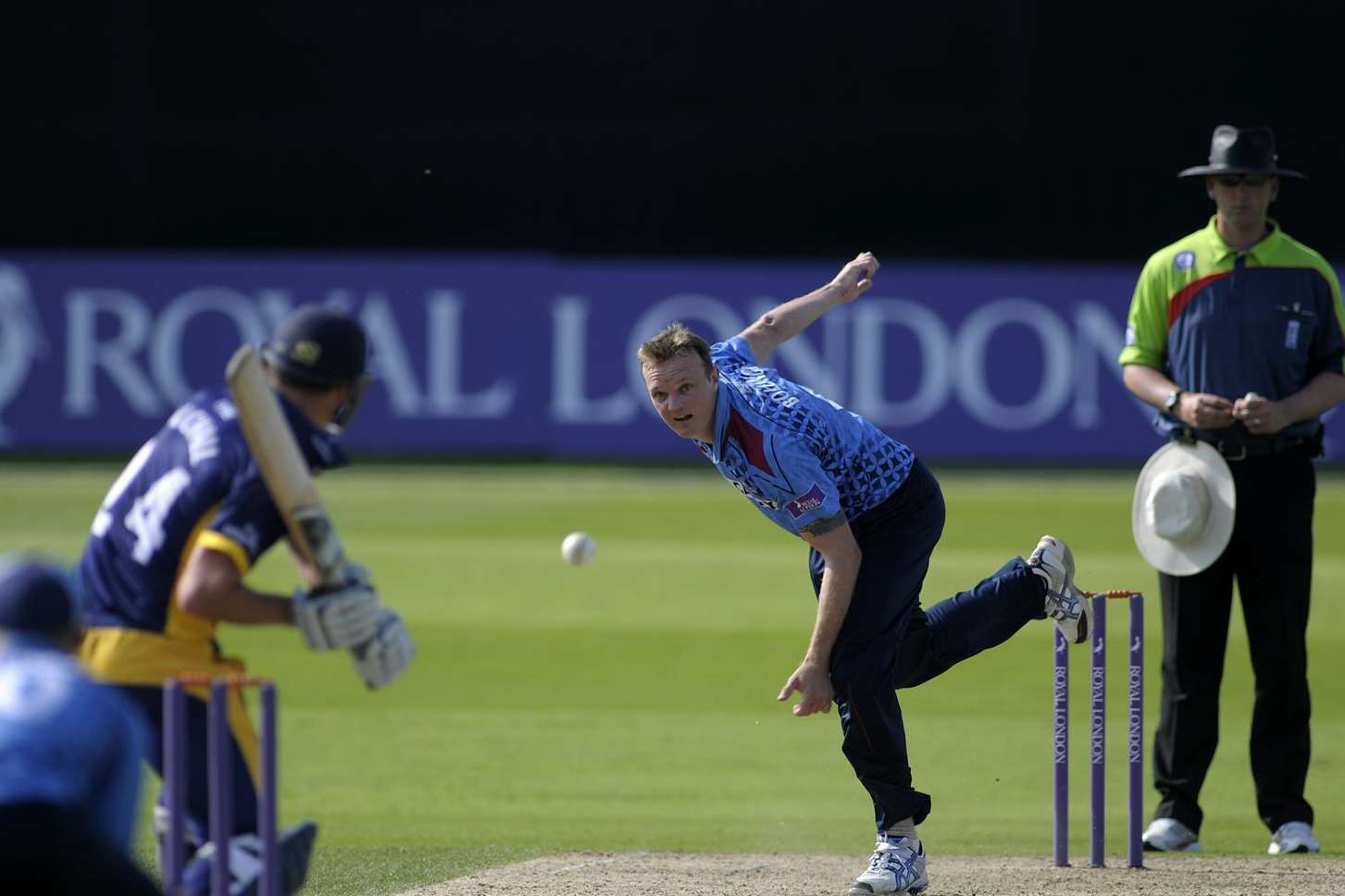 Doug Bollinger sends down a delivery against Durham on Tuesday night. Picture: Barry Goodwin