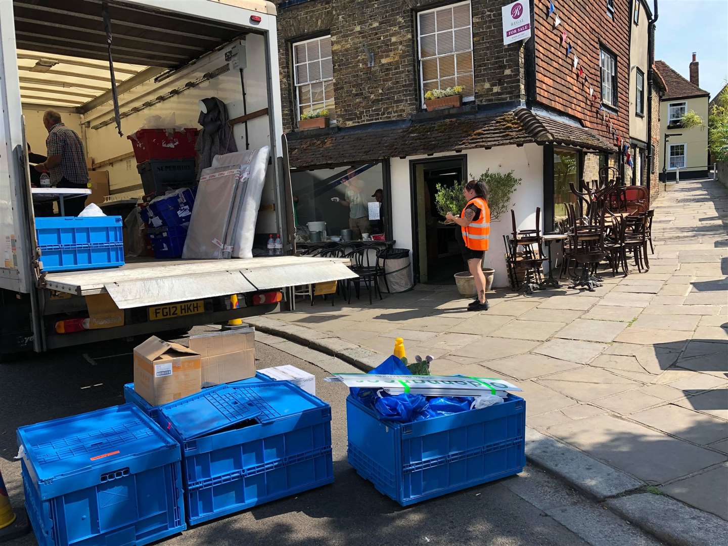 Film crews make preparations in Market Street, Sandwich Picture: Dan Friend