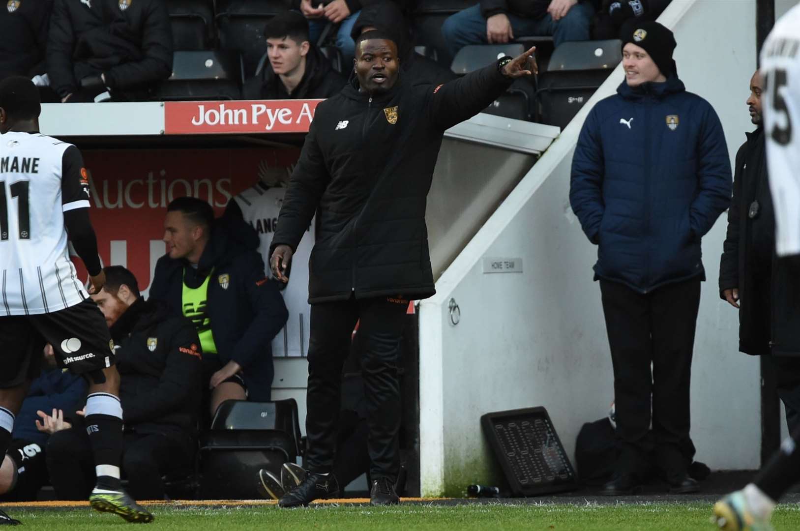 Caretaker boss George Elokobi on the touchline at Notts County. Picture: Steve Terrell