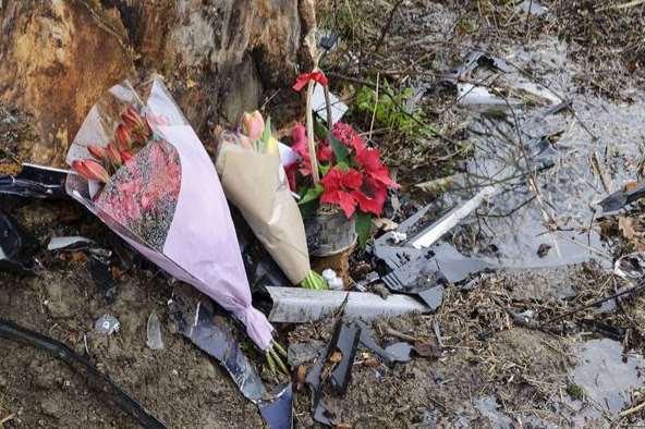 Flowers left at the scene