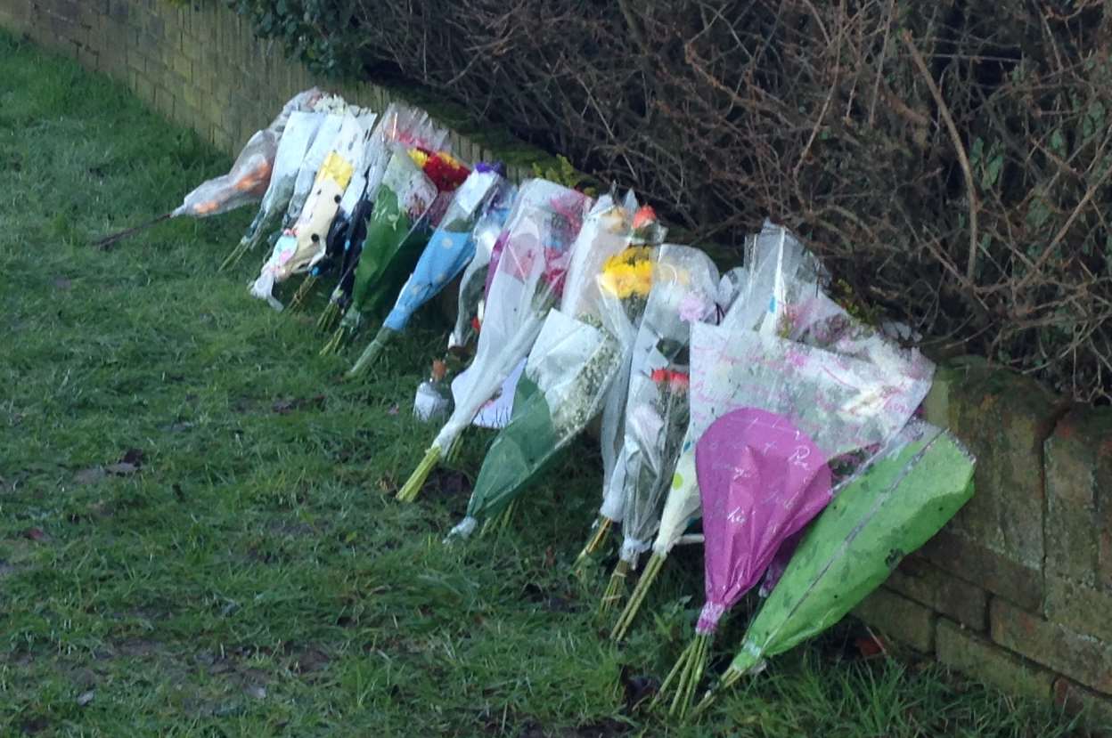 Flowers left at the site where teenager Zoe Georgiou was killed