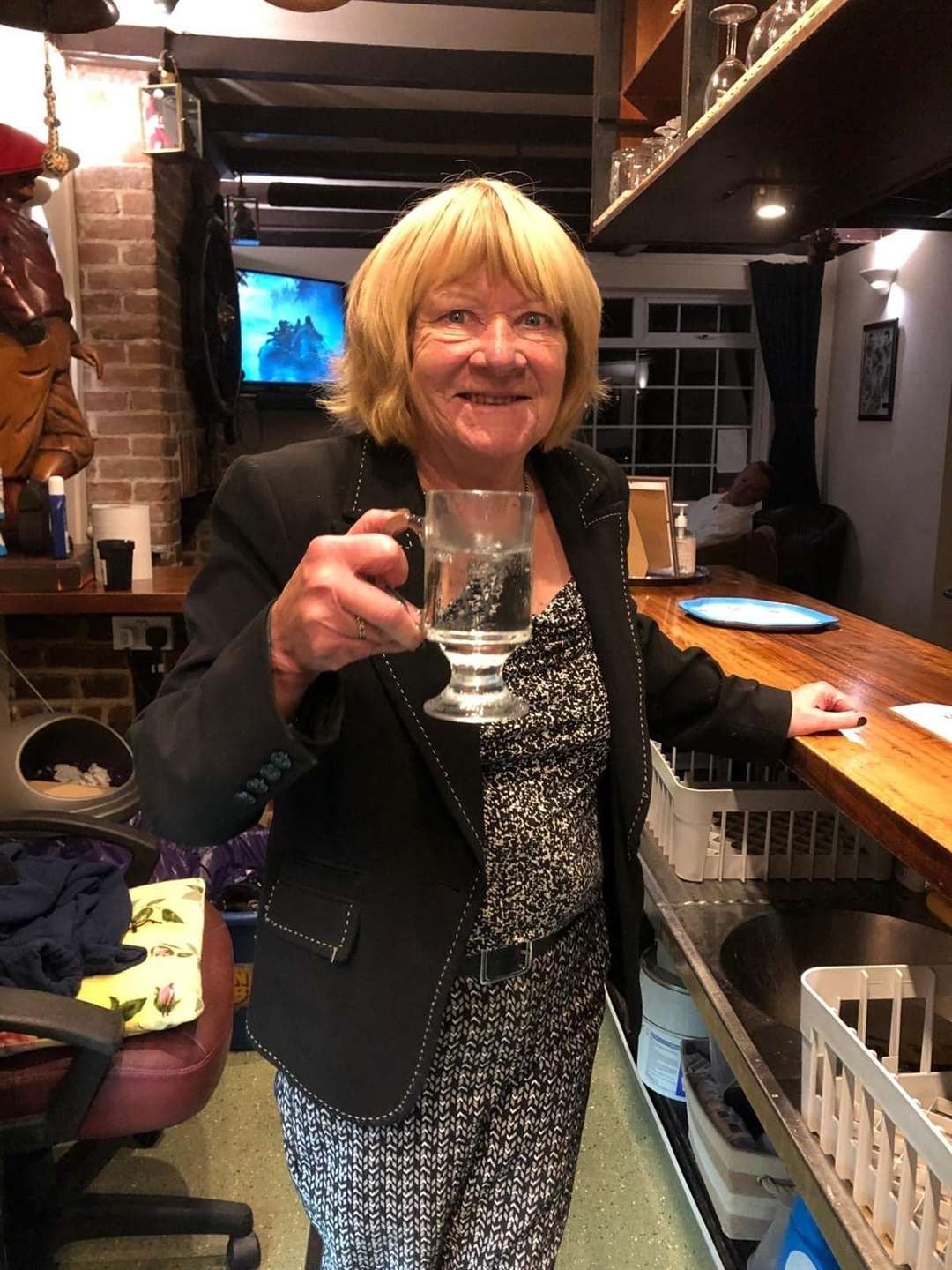 Margaret Moran, the late Landlady of The Forester with her tipple - a vodka and soda. Picture Geeta Seegobin