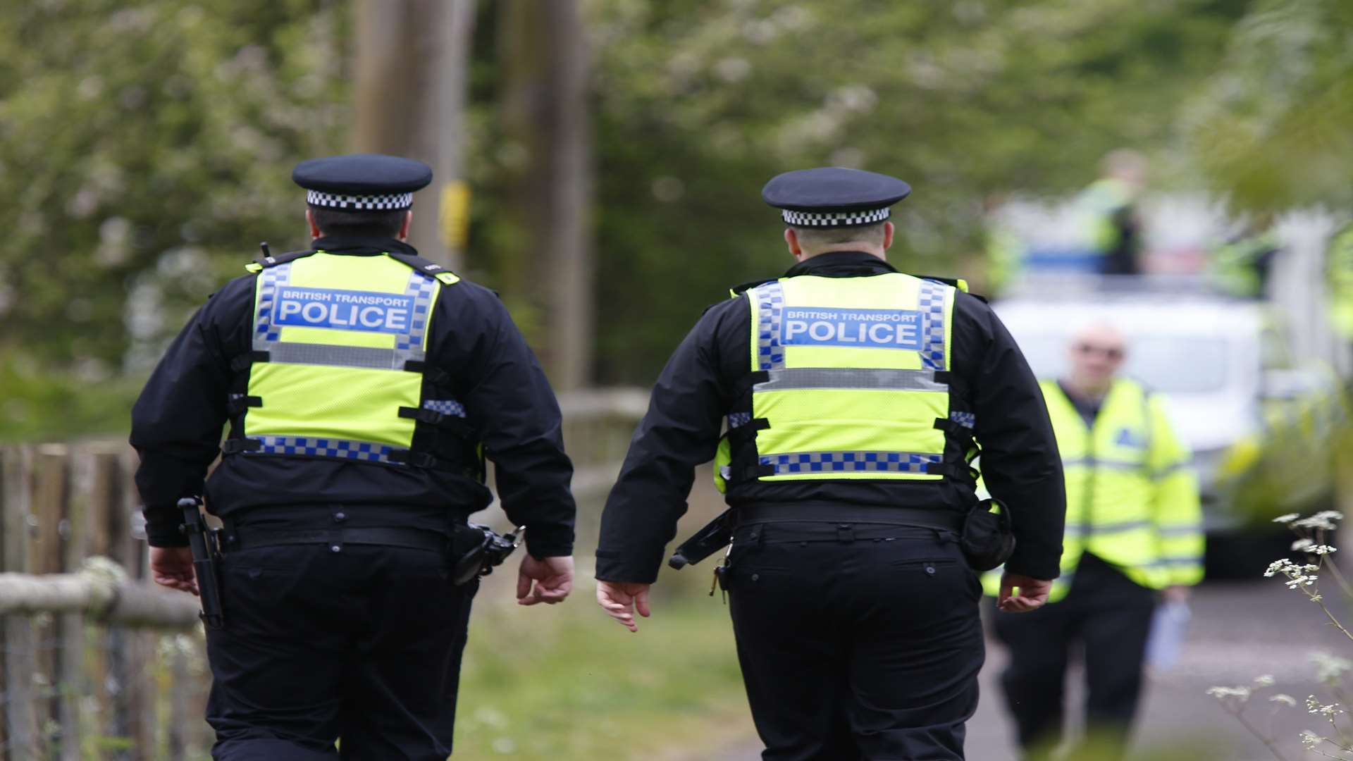 Police officers at the Tonford Lane foot crossing