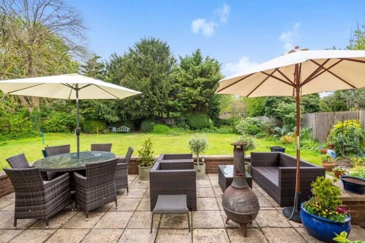 Outdoor seating area in the rear garden. Picture: Zoopla / Park Estates