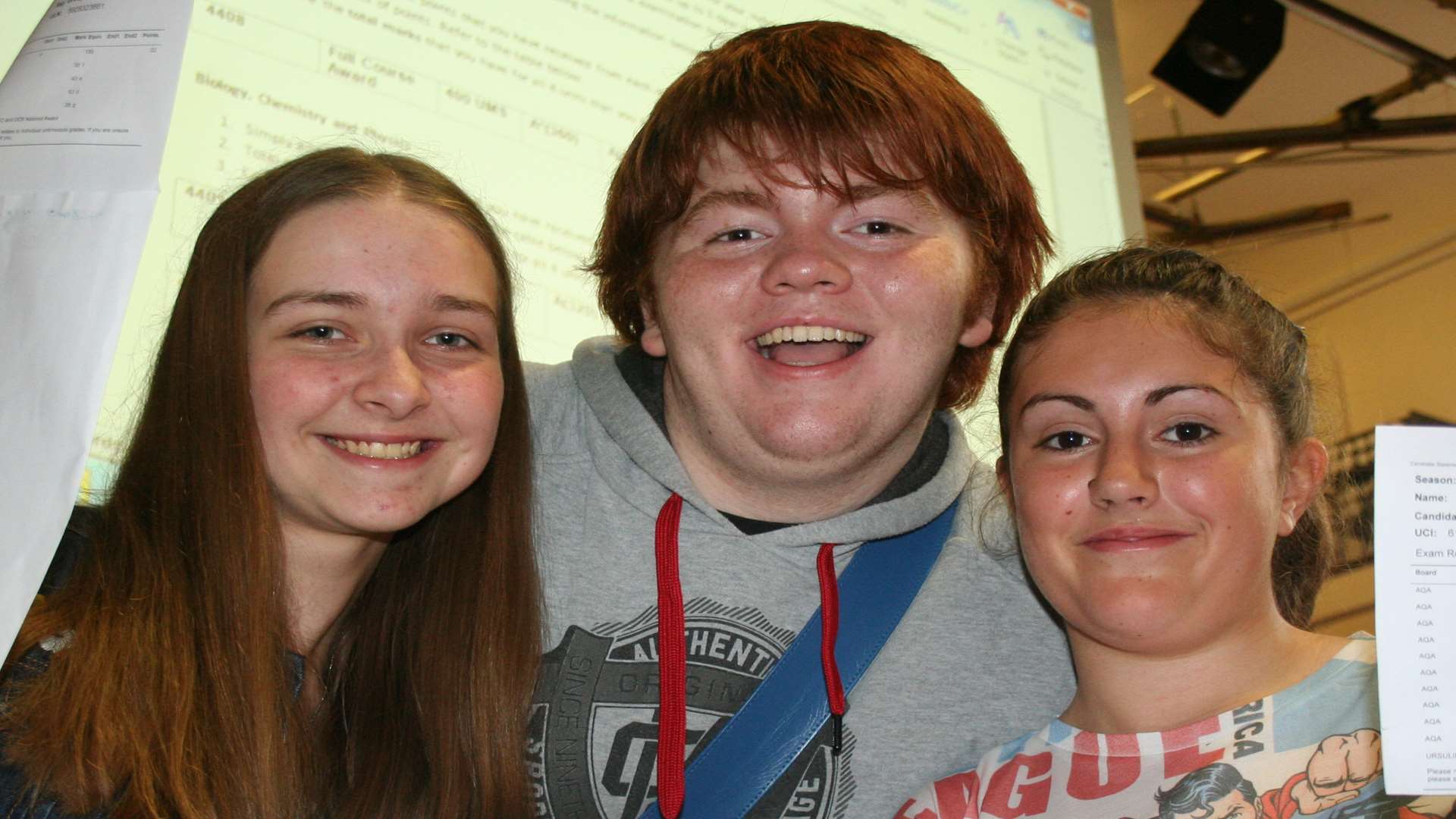 All smiles after getting their GCSE results for year 10 students at Ursuline College, Westgate, from left: Hannah Sims, Elliott Lawton and Rebecca Setchfield, all 15