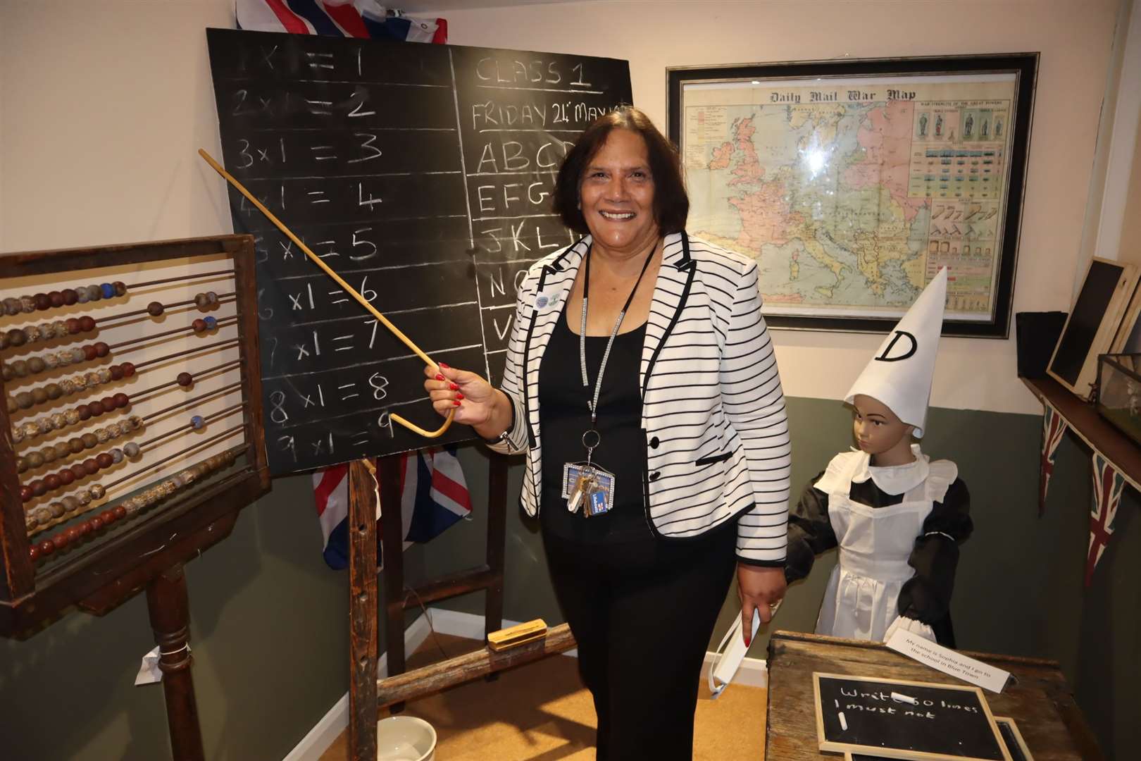 Jenny Hurkett in the school room at the Criterion Theatre and Blue Town Heritage Centre, Sheppey