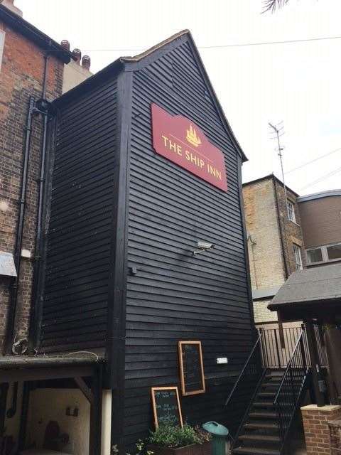 Viewing the back of the pub from the outside the age, and the size, of the building is very clear