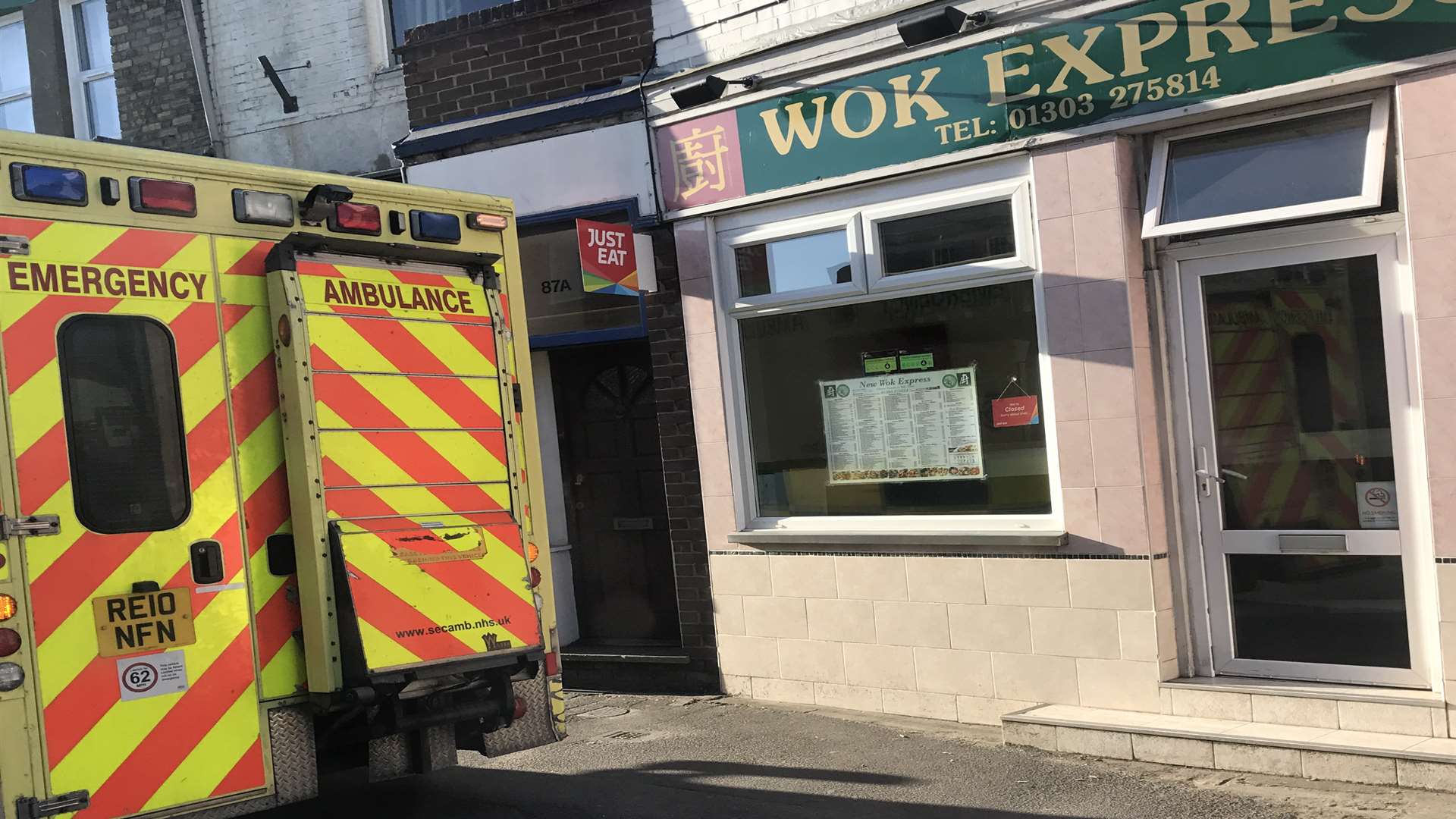 The ambulance in Cheriton High Street