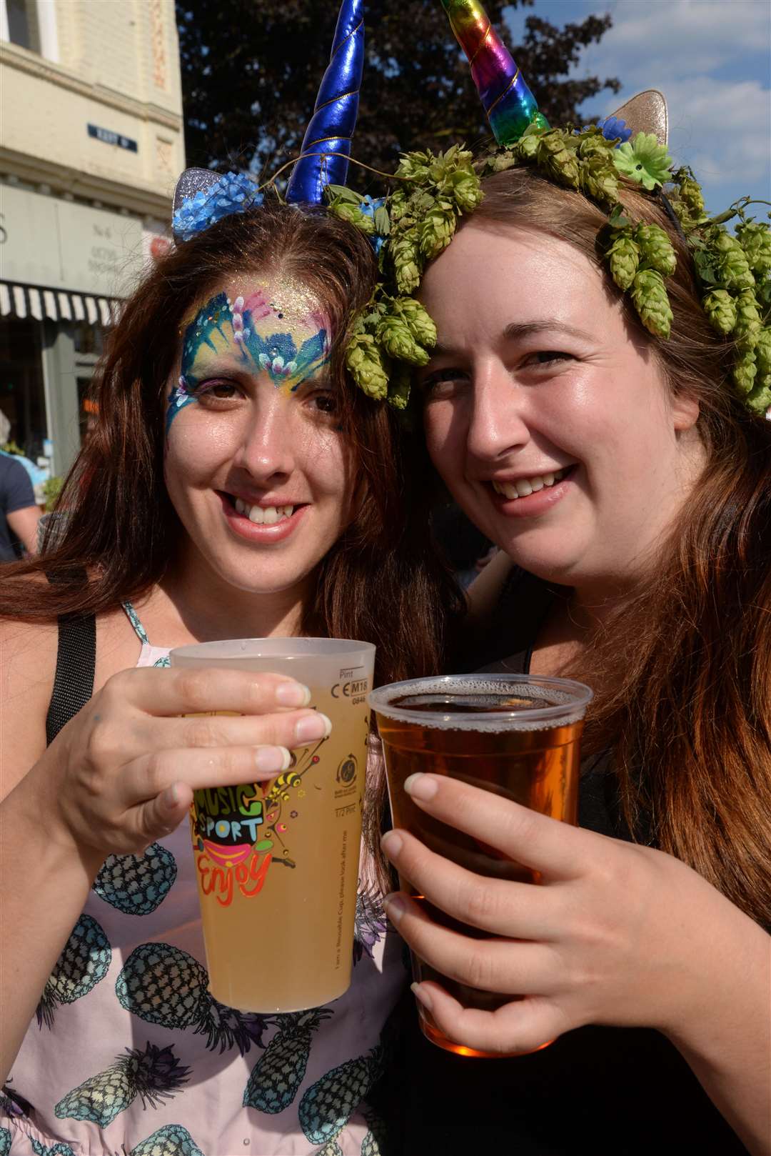 Toni Tamblyn and Emma Sorrell enjoying the festival yesterday