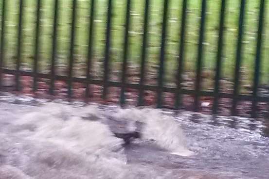 The flooding in Darnley Road, Strood, picture taken by Gill Martin.