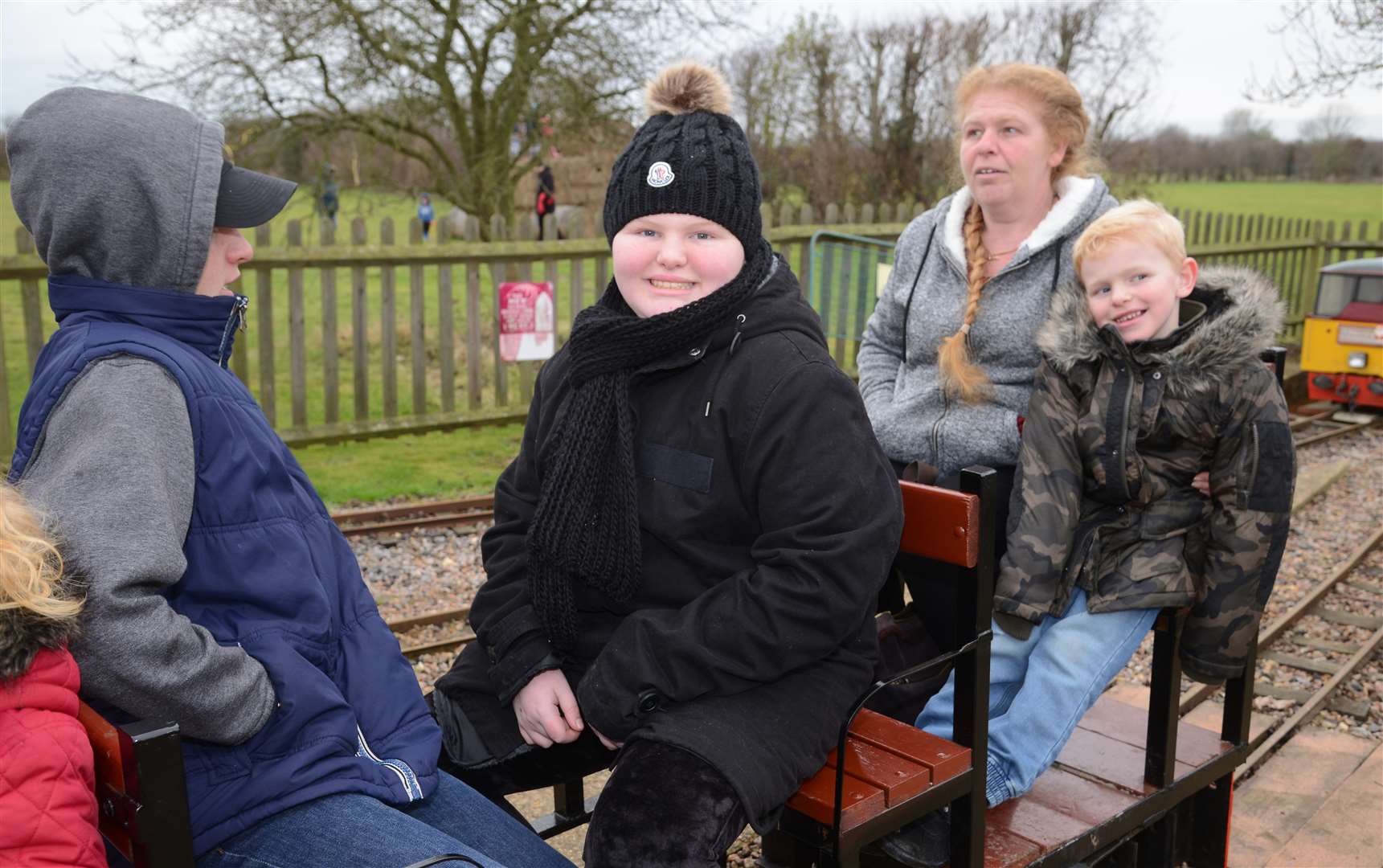 Lizzy Adams and her family enjoying a surprise treat at Faversham Miniature Railway Brogdale Farm House (1230162)