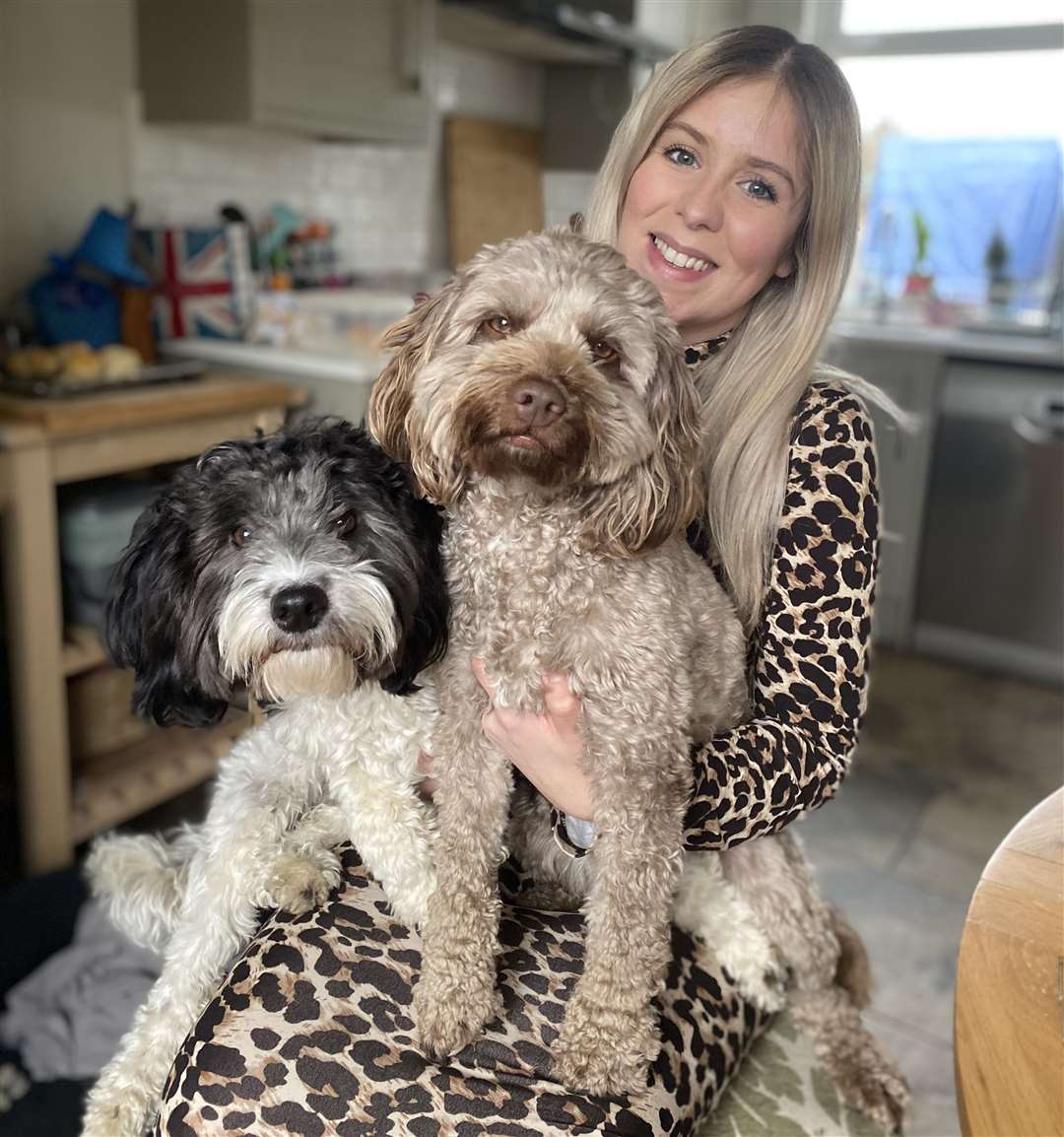 Laura Crockett and her dogs Betty (right) and Barney