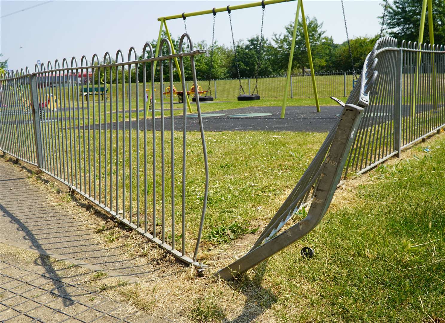 The HGV damaged the fence of a children's play park