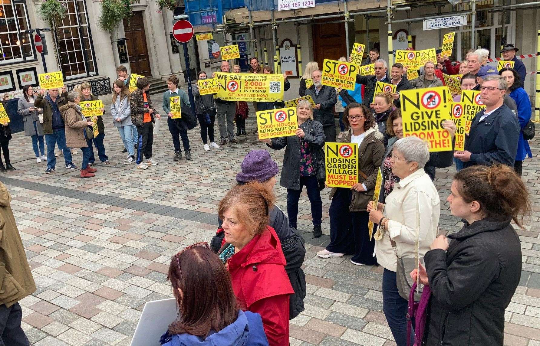 A town hall protest against 2,000 houses at Lidsing. Picture: Simon Finlay