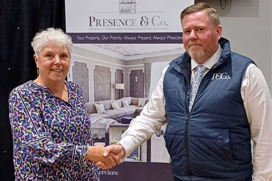 Southern Counties East chair Denise Richmond, left, with Michael Puszyk, chief operating officer at Presence & Co.