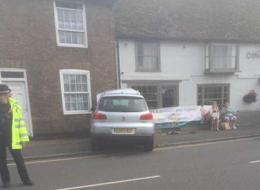 The Volkswagen 4x4 smashed into the properties opposite the car park. Picture: Lily Bovingdon