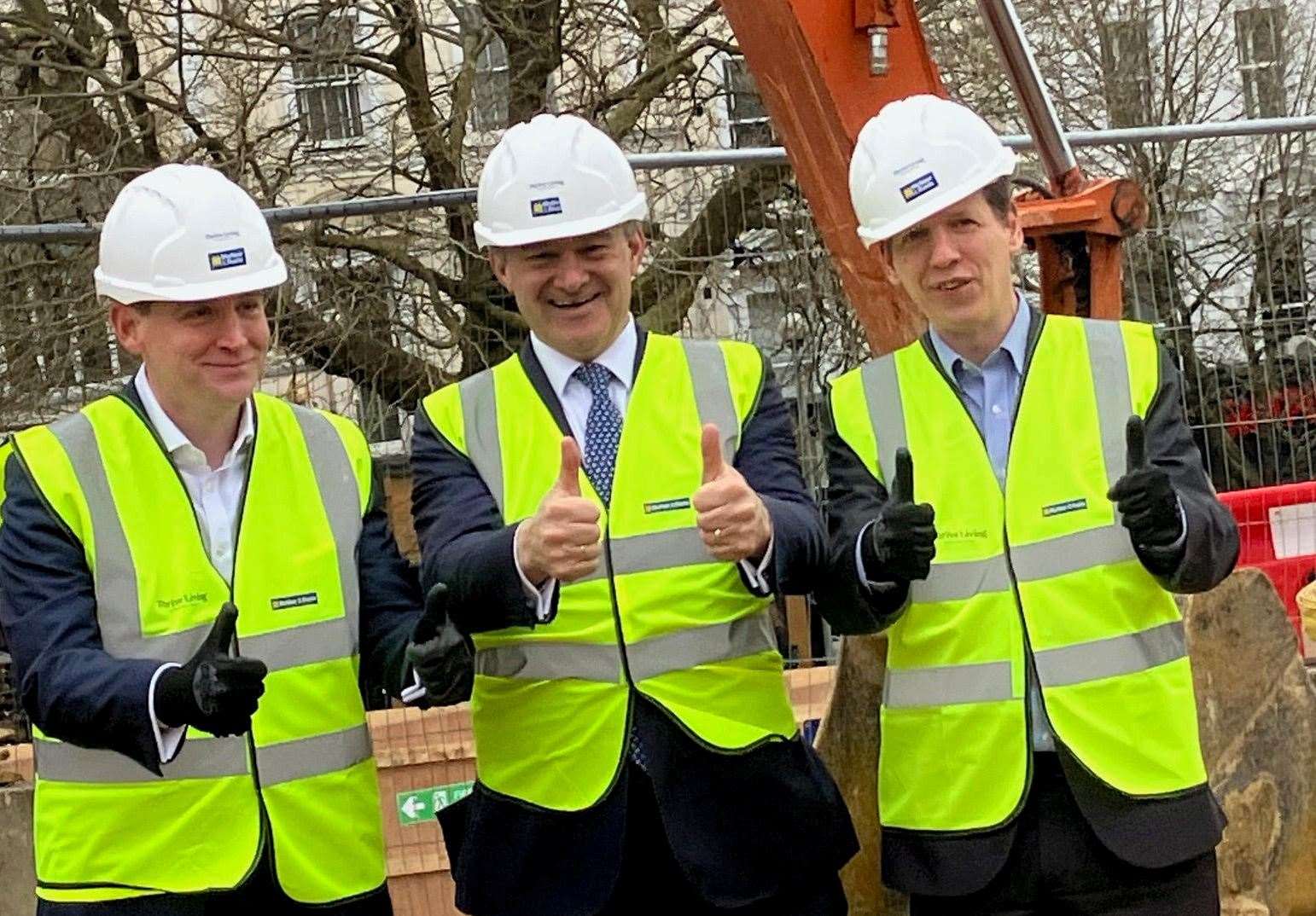 Lib Dem candidate for Tunbridge Wells Mike Martin, Sir Ed Davey, Leader of Tunbridge Wells Borough Council Ben Chapelard. Picture Simon Finlay