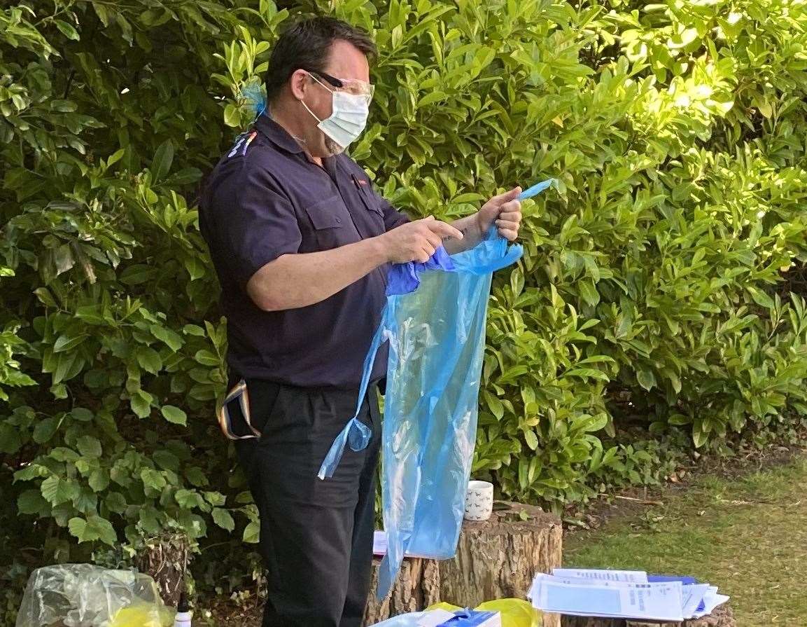 Mick Pitney, station manager for collaboration at Kent Fire & Rescue Service, delivering training at a care home as part of the Train the Trainer scheme