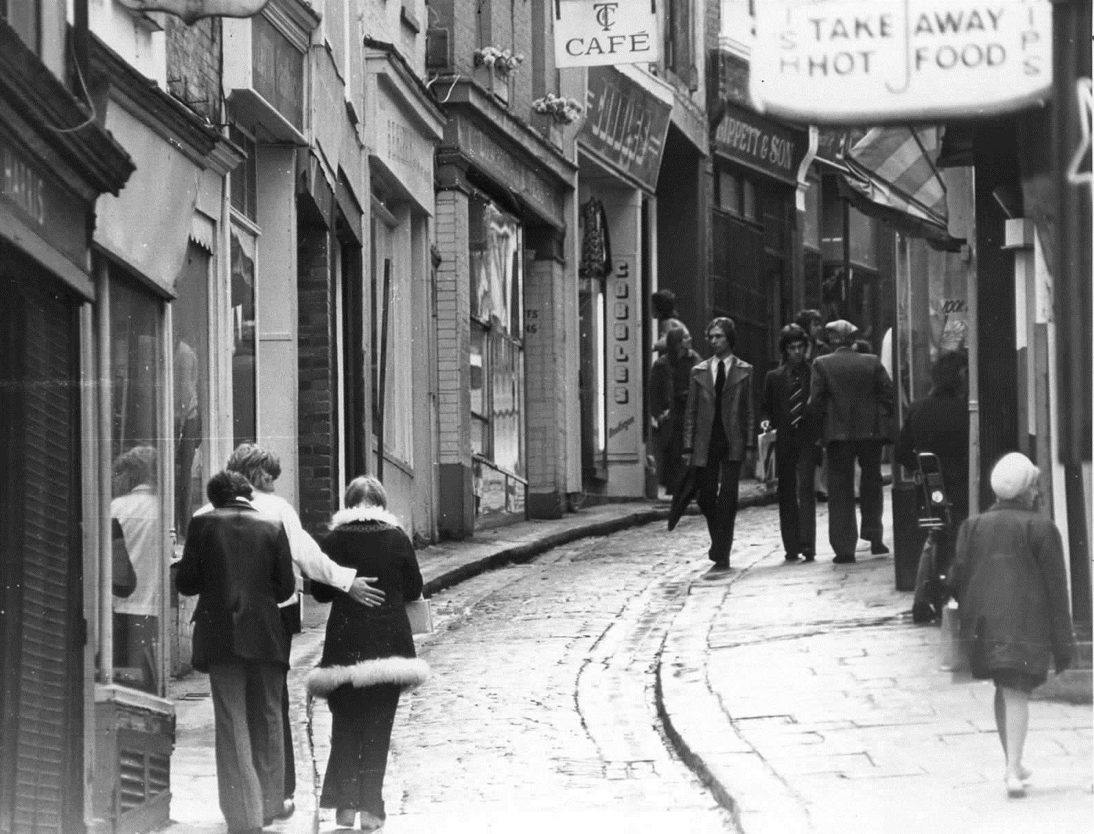 The Old High Street, Folkestone, pictured in October 1974