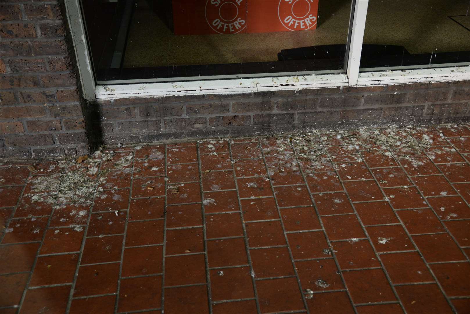 Pigeon droppings outside the former supermarket