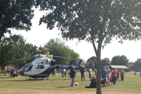 Kent Air Ambulance on Beechings Way recreation ground, Twydall. Photo: Darryl Weet