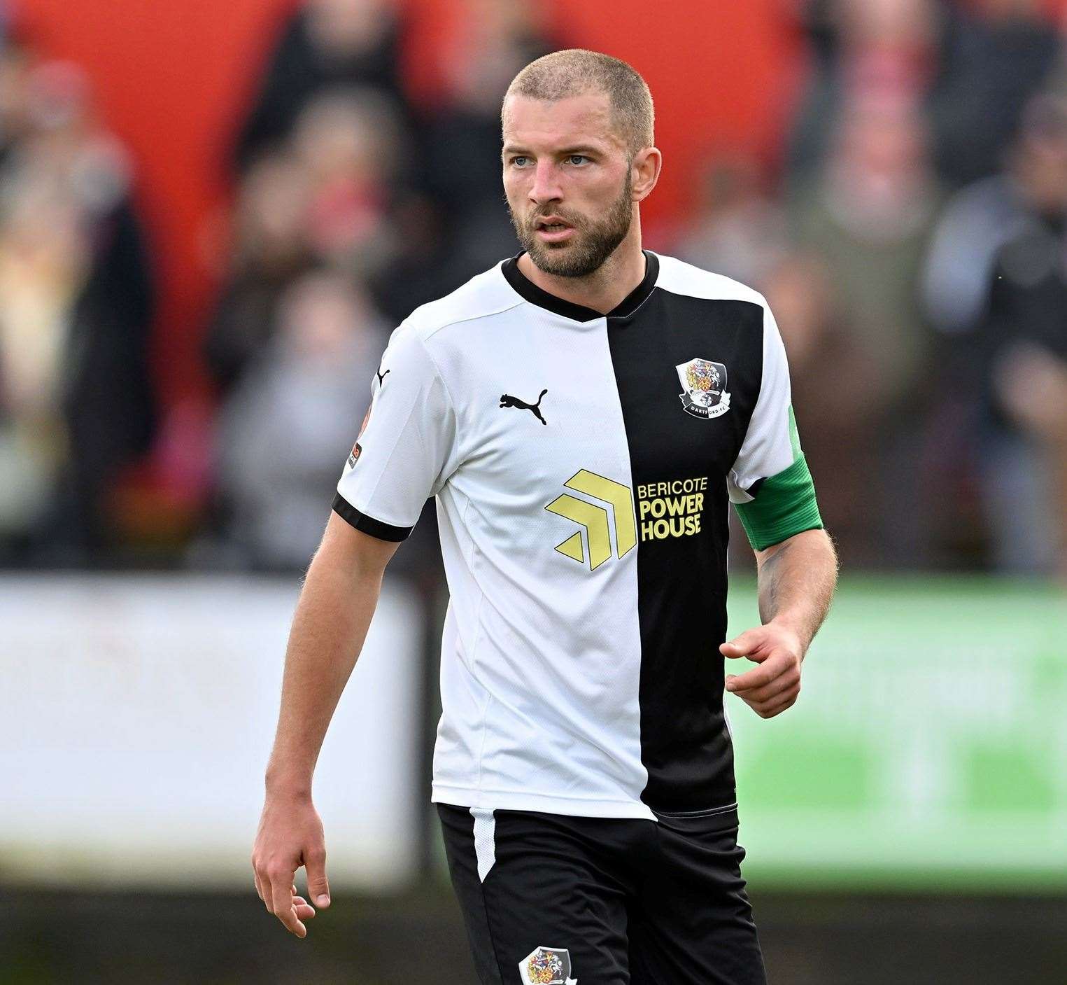 Luke Coulson - the Dartford captain’s second goal in two games wasn’t enough from losing 3-1 to champions Yeovil on Saturday as the Darts were relegated. Picture: Keith Gillard