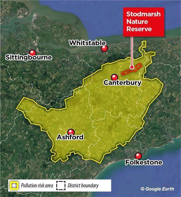 The catchment area of the Stodmarsh Nature Reserve