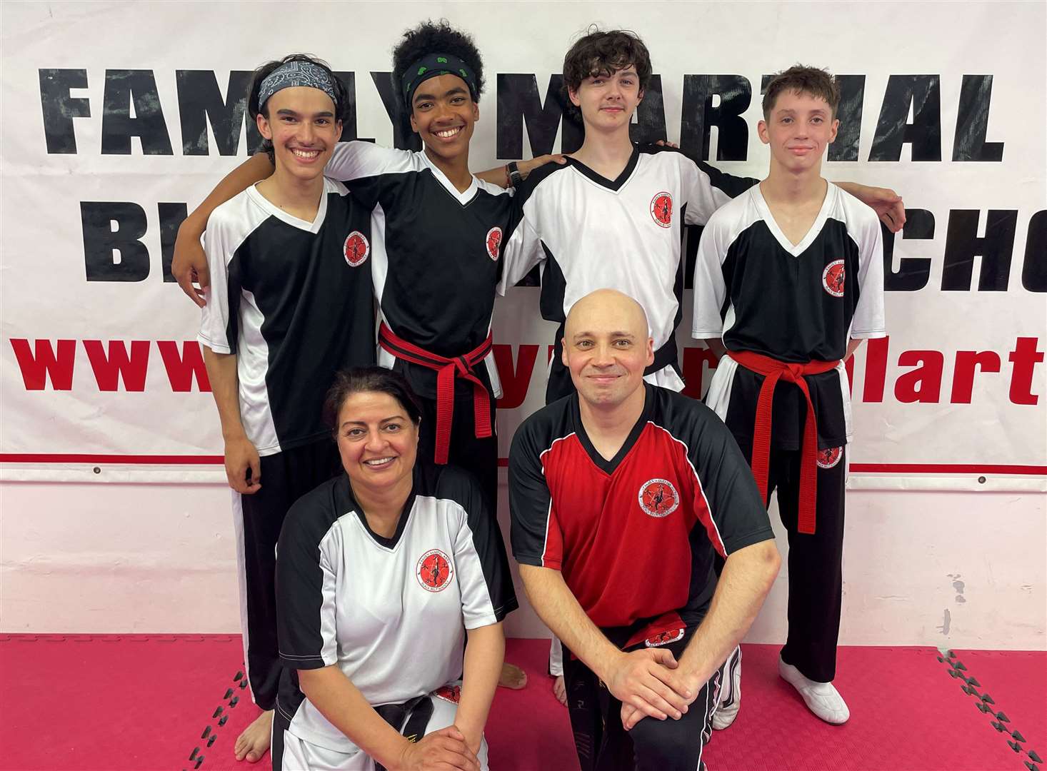 From left, back to front: Team GB fighters Tarran, Coby, Dante, Kenzie, Vinder and Louis