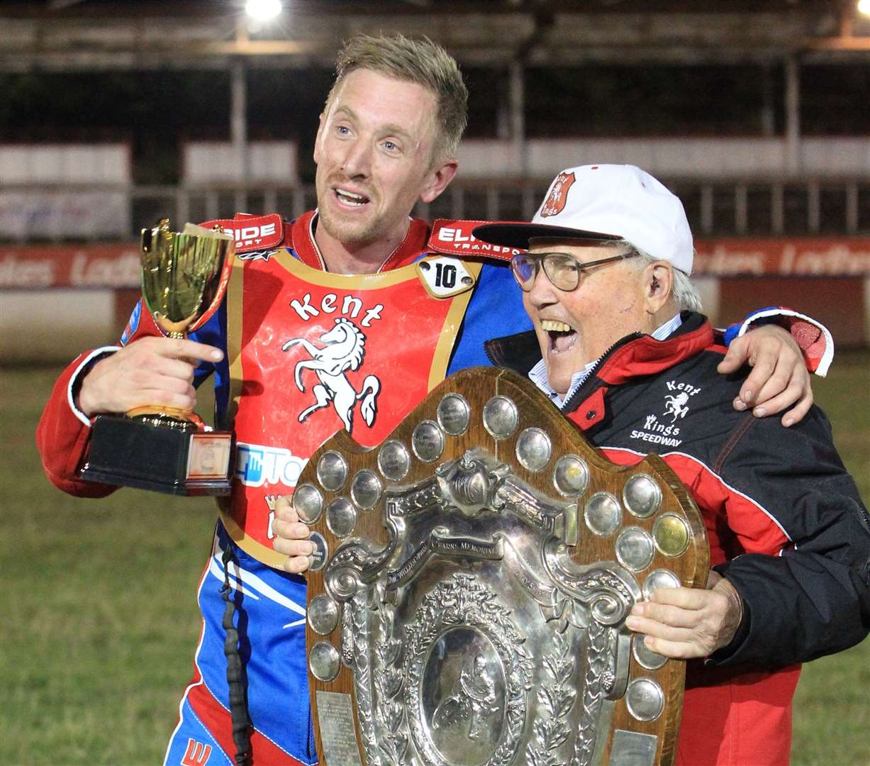 Len Silver with former Kent rider Luke Bowen in 2019 Picture: Geoff Young