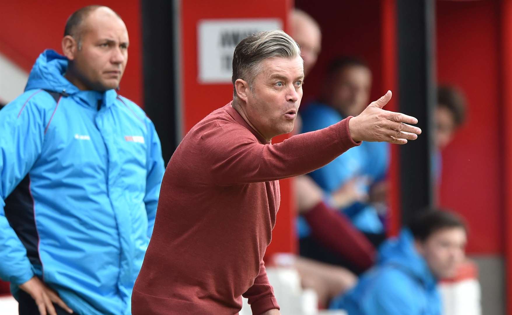 Welling manager Steve King hands out instructions against Chelmsford. Picture: Keith Gillard (9719171)