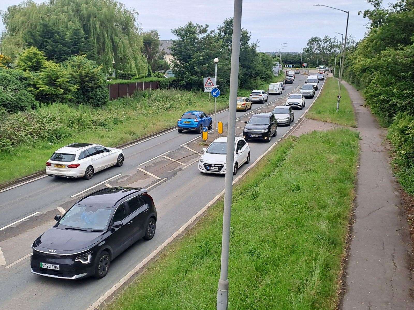 Traffic has been pushed onto the Old Thanet Way, causing long queues