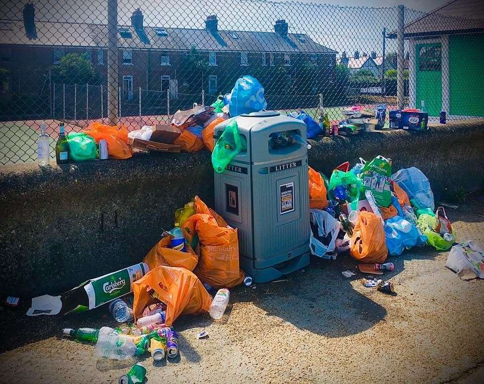 Litter left strewn across Whitstable sea front Photo: John Stoddart