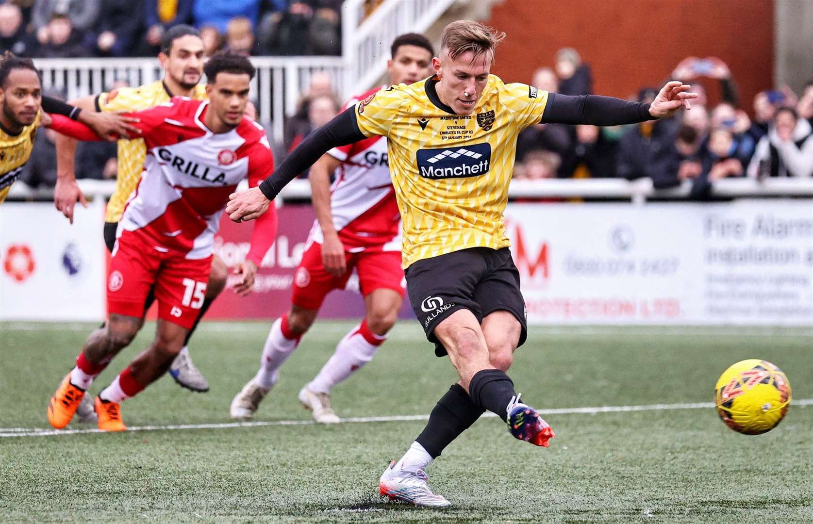 Sam Corne gives Maidstone the lead from the penalty spot. Picture: Helen Cooper