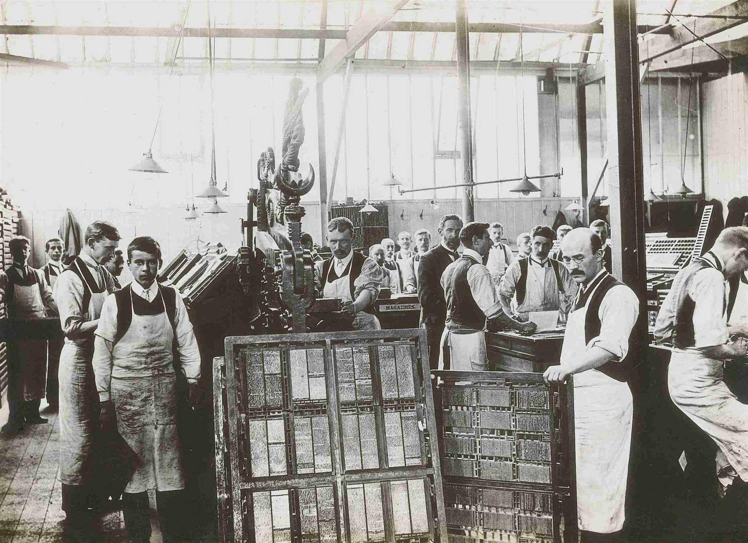 Compositors at work in the Headley Brothers print shop in old times; developers say historical references will feature in the design to "celebrate the site’s former use"