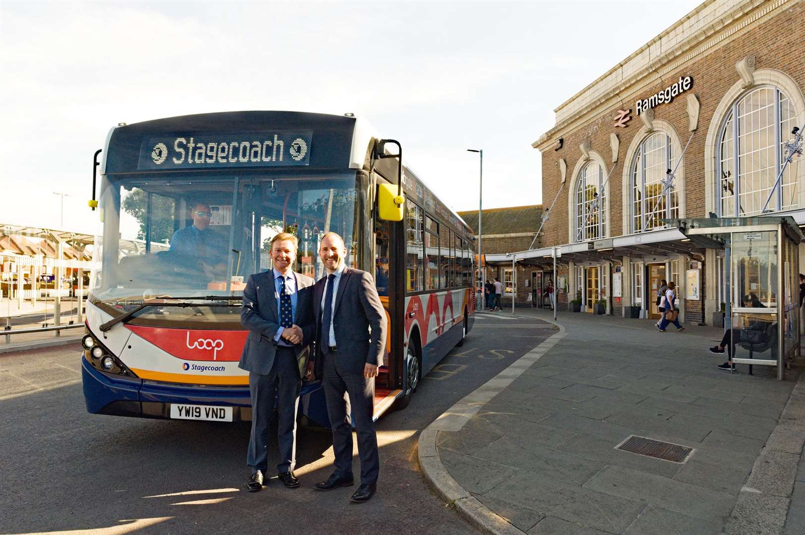 Stagecoach South East managing director Joel Mitchell, right, with South Thanet MP Craig Mackinlay in front of one of 24 brand new biodiesel Loop buses for Thanet (12550624)