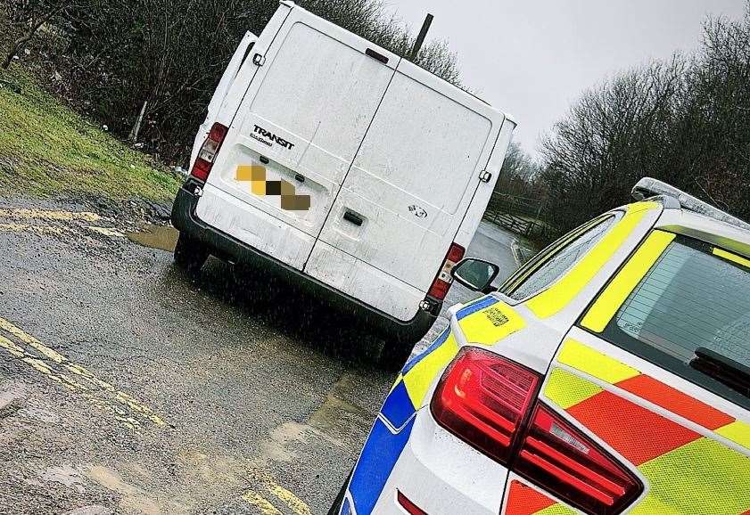 Two people were arrested after a van was stopped in Maidstone and large containers of oil were found inside. Picture Kent Police