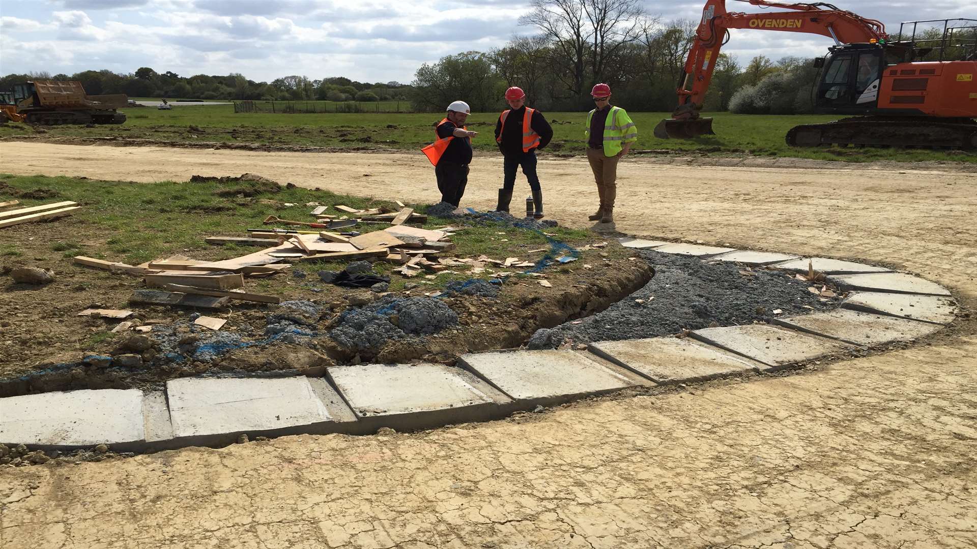 The new track being built