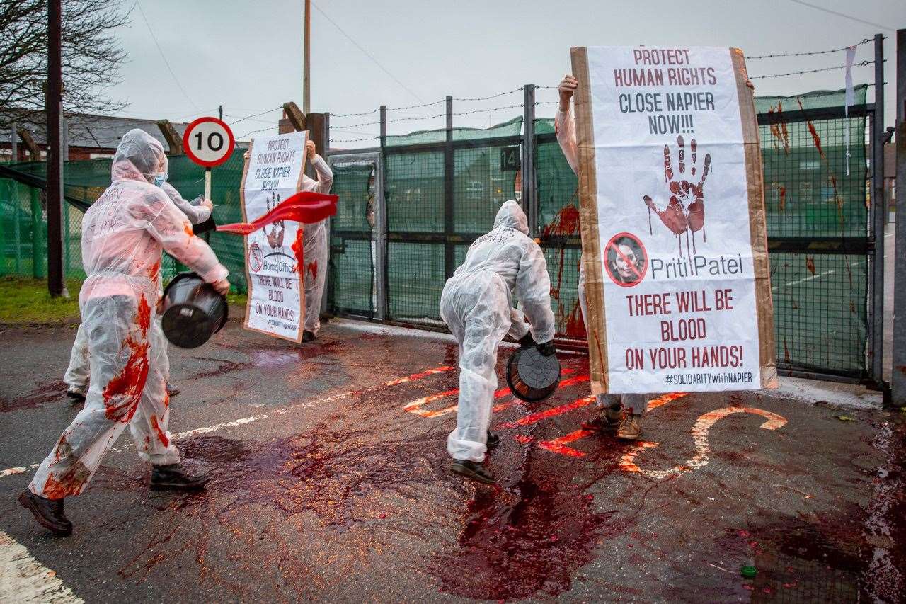 A previous protest outside the gates of the barracks. Photo: Andrew Aitchison / In pictures via Getty Images