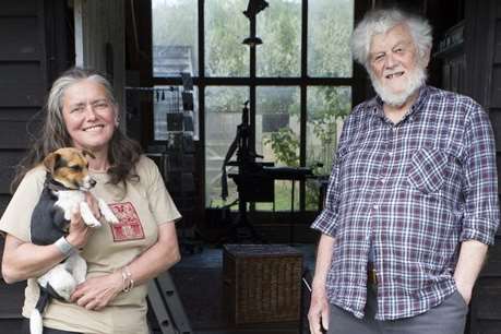 Owner Emily Firmin with Domino and her father Peter Firmin