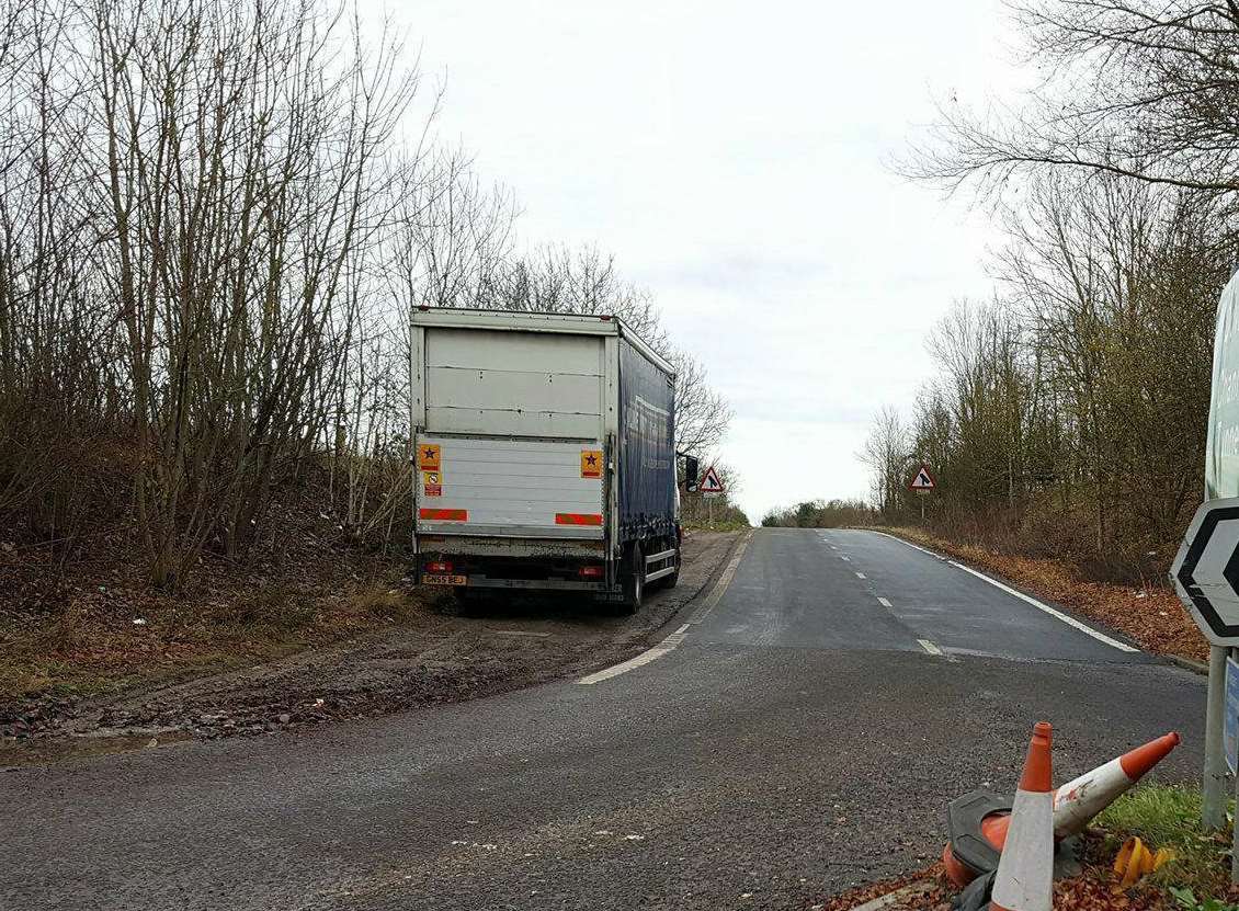 Lorries parked next to the A2 slip-road