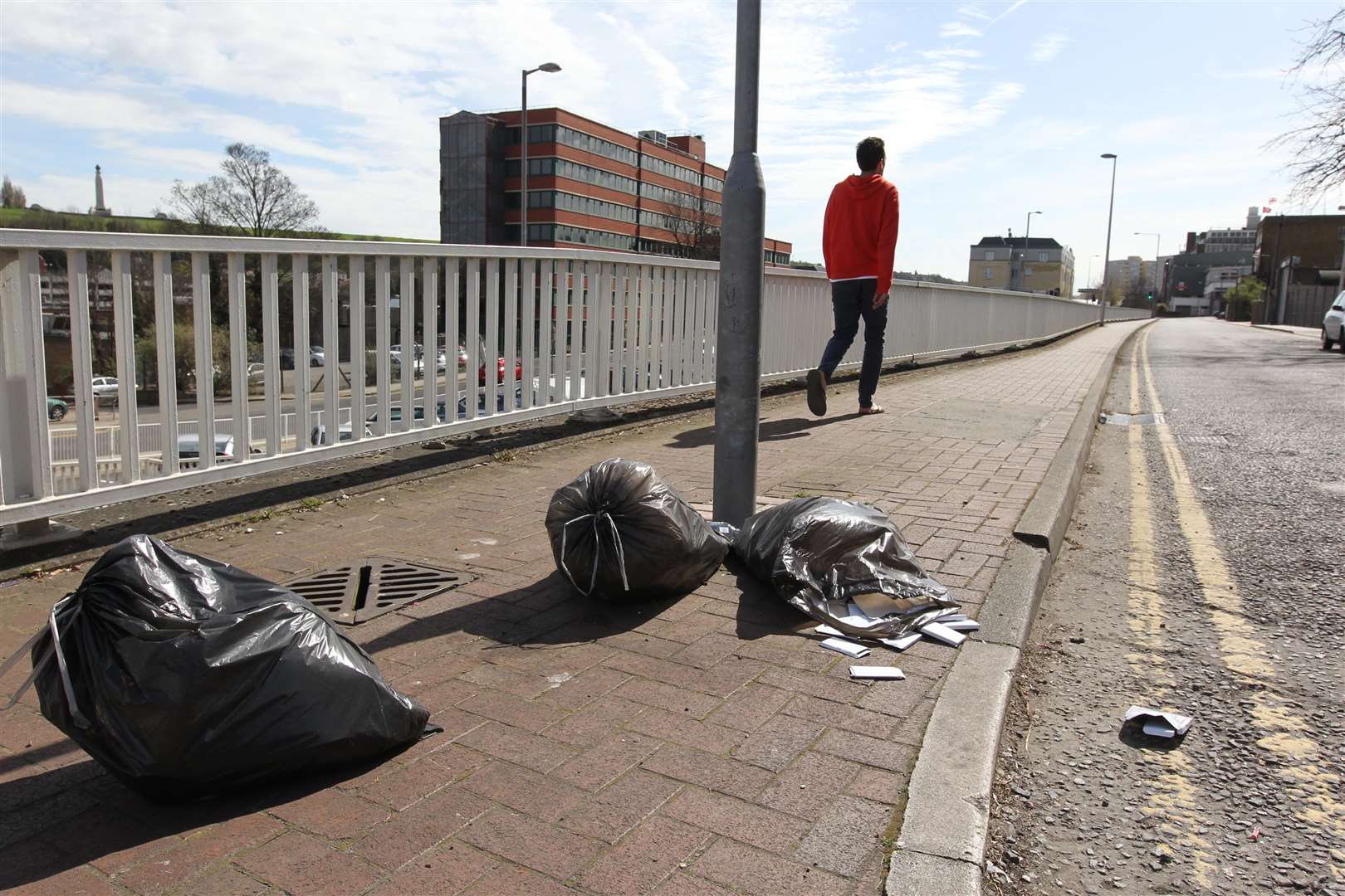 Litter along The Paddock near Clover Street in Chatham. Picture: John Westhrop