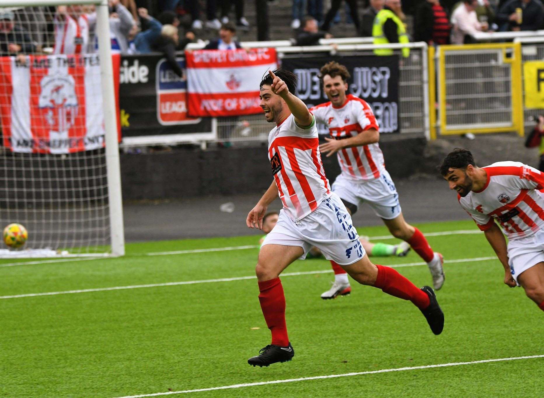 Sheppey skipper Richie Hamill celebrates making it 2-1 Picture: Marc Richards