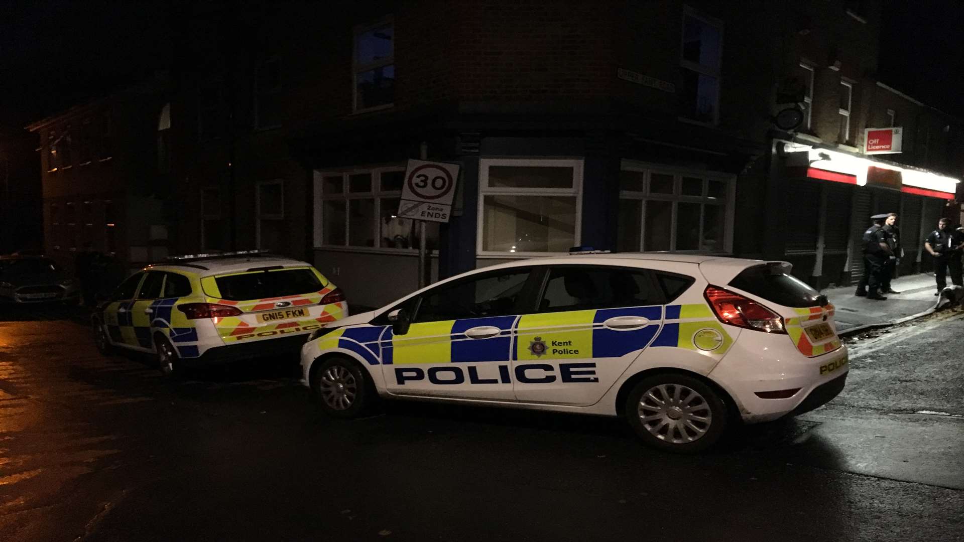 Police parked on the corner of Upper Fant Road