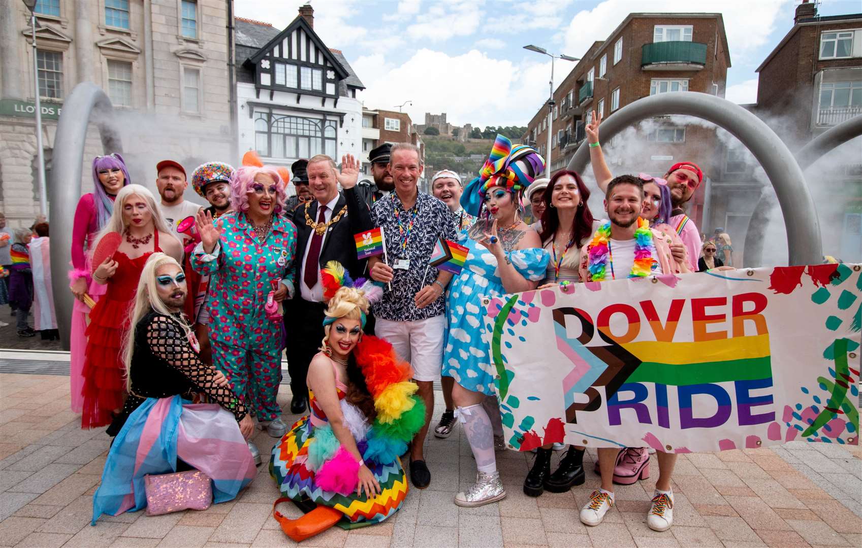 Performers, event organisers and the Mayor of Dover gathered for Dover Pride. Picture: David Goodson Photography