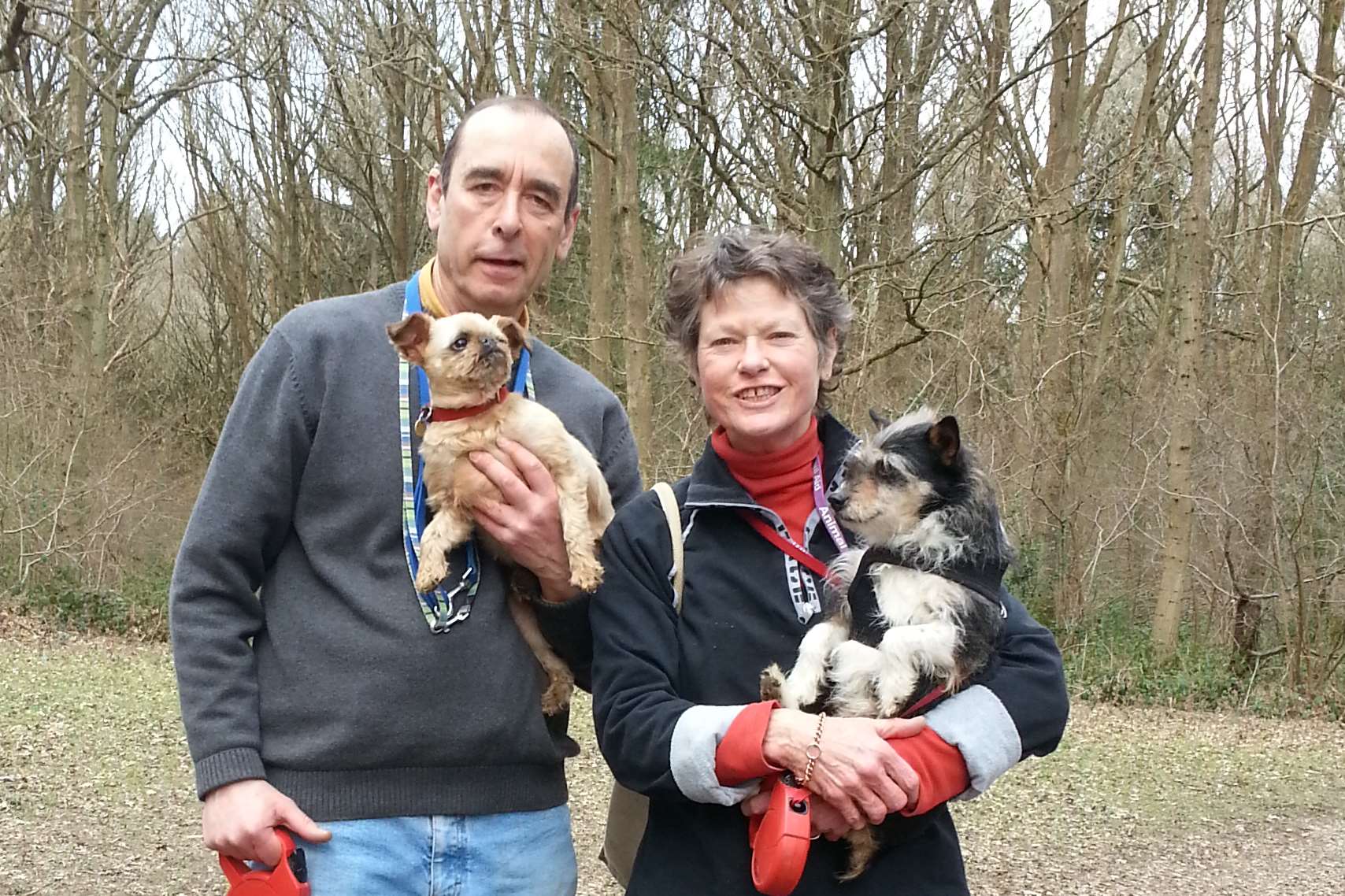 Andrew and Sara with some of their dogs