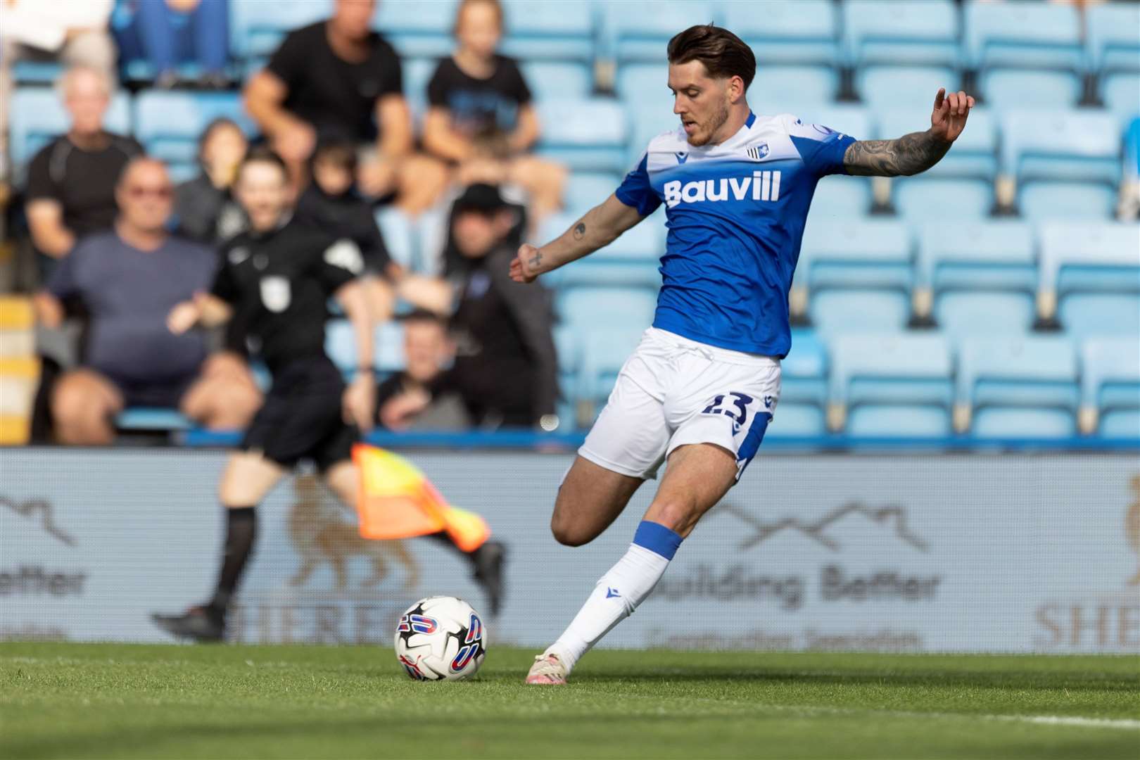 Connor Mahoney in action for Gillingham against Mansfield Town Picture: @Julian_KPI