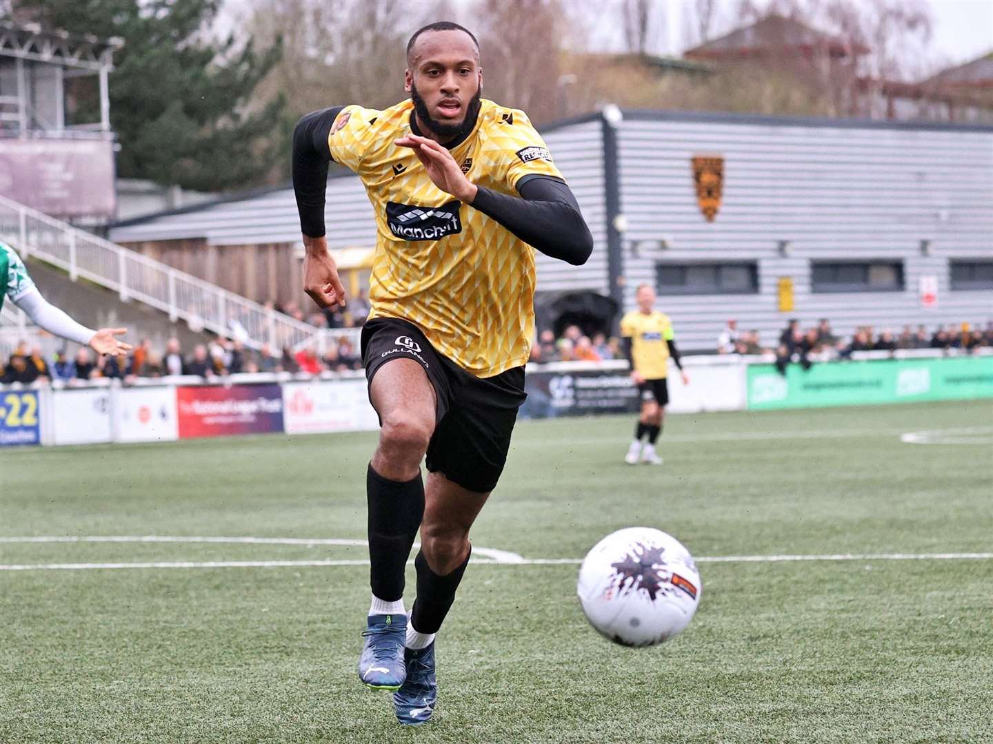 Maidstone defender Reiss Greenidge – shone in their derby win at Dartford. Picture: Helen Cooper